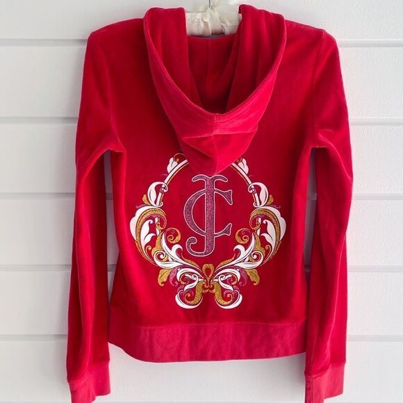 Juicy Couture RARE Original Gold Swirl Leaf Contour Velour Full Zip Track Jacket - Picture 1 of 16